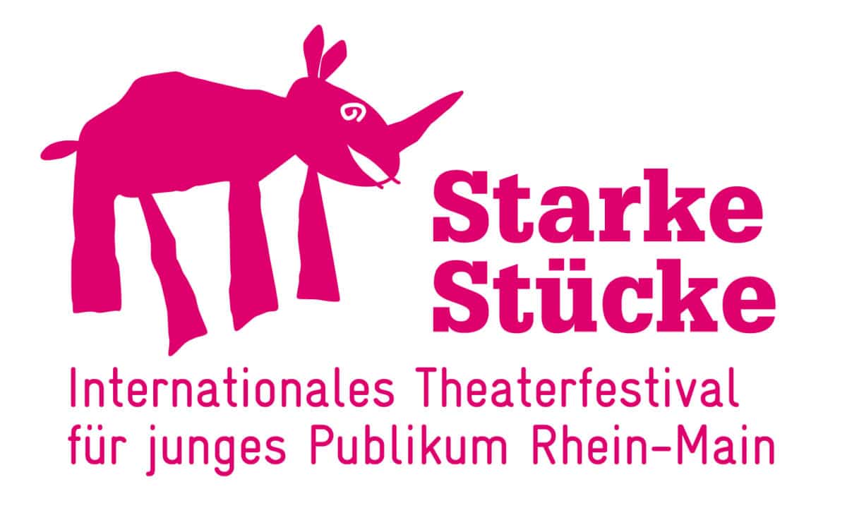 Dsa Logo von "Starke Stücke" zeigt ein von Kinder gemaltes rosarotes Nashorn.